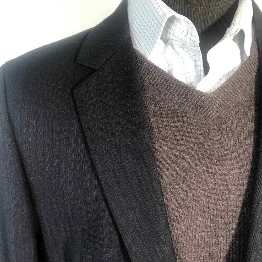 BOSS Hugo Boss Black‎ Gray Jacket Blazer Pin Striped 44R